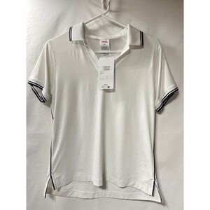 Wilson Club Womens Tennis Polo White V-Neck Short Sleeve Shirt WW00306411 L